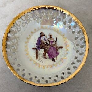 Romantic Scene Decorative Bowl with Gold Trim